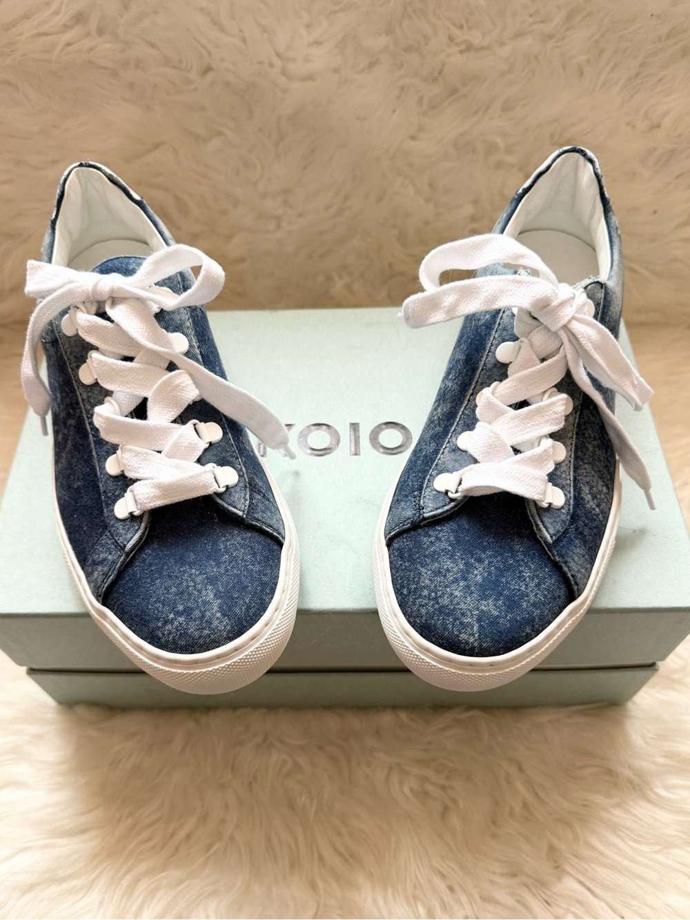 New! Rare Limited Edition KOIO Logo Acid Wash Infinity Denim Platform Sneakers